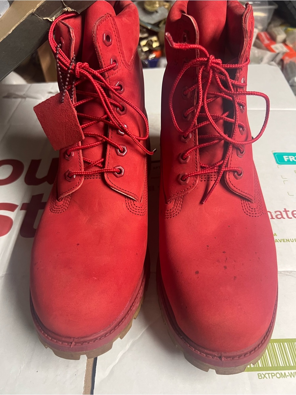 Timberland Bright Red Lace-Up Boots.Take look 5 photo